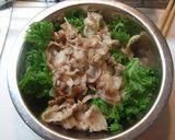 A picture of step 3 of Wasabi Greens with Pork Belly.