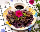 Hình bước làm 3 của món Bắp cải tím xào gan heo