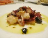 A picture of step 8 of Basil-Scented Aglio e Olio with Octopus and Olives.