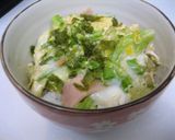 A picture of step 5 of Ham and Egg Rice Bowl with Sweet Cabbage.