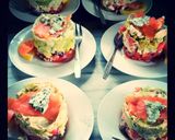 A picture of step 1 of Salmon Layered Tower.