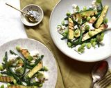 A picture of step 1 of Warm Summer Salad with a mint and honey dressing.