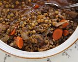 A picture of step 3 of Beef Stew with Oyster Mushrooms and Green Lentils.