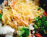 蒜香甜蝦鯖魚偽義大利麵的食譜步驟5照片