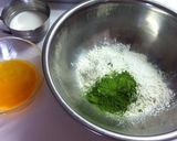 A picture of step 1 of Just Mix and Cook - Soft Matcha Pancakes.