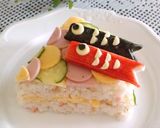 A picture of step 8 of Carp Banner Sushi Cake for Children's Day.