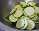 A picture of step 1 of Zucchini with Bonito Flakes, Mayonnaise, and Wasabi.