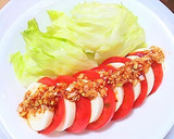 A picture of step 4 of Silken Tofu and Tomatoes with Scallion Dressing.