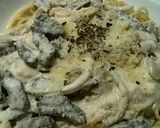 A picture of step 9 of Strogonoff vermicelli.