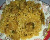 A picture of step 14 of Kofta biryani.