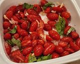 A picture of step 1 of Baked Burrata with Roasted Tomatoes,Olive Oil and White Wine Vinegar.