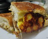 Foto del paso 11 de la receta: Sánduche🥯de pollo🍗y jamón🥓hawaiano🍍con queso🧀🥯🥪..