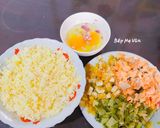 Hình bước làm 1 của món Cơm chiên cá hồi,trứng,cải chua,đậu hủ và tàu hủ ki