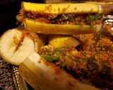 A picture of step 3 of Stuffed Banana Masala with Coconut stuffing.