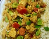 A picture of step 4 of Chicken jalfrezi spaghetti pasta.