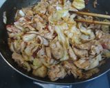 A picture of step 5 of Stir Fried Cabbage and Pork with Tomato Sauce.