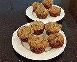 A picture of step 17 of Blueberry Strusel Muffins with a White Chocolaye Drizzle.