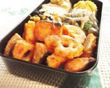 A picture of step 8 of Niigata-Style Bento - Lotus Root and Salmon with Kanzuri Ketchup.