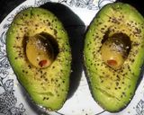 A picture of step 5 of Avocado w/ olive juice.