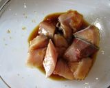 A picture of step 2 of Tatsuta Age with Yellow Tail Fish.