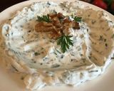 A picture of step 1 of Labneh with Onions, Parsley, and Walnuts.