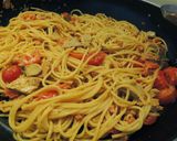 A picture of step 6 of Spaghetti with Smocked Ham, tomatoes and meat.