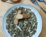 Une image de l'étape 8 de 🫘Lentilles vertes à la moutarde au tofu fumé et saucisse fumée.