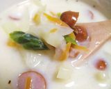 A picture of step 6 of Cream Soup Side Dish with Wiener Sausages.