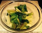 A picture of step 2 of Just 5 Minutes! Seasoned and Blanched Komatsuna Greens & Enoki Mushrooms.