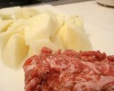 A picture of step 1 of Simmered Meat and Potatoes (with my family's 
