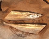 A picture of step 5 of Foolproof Salt-Grilled Pacific Saury in a Frying Pan.