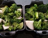 A picture of step 3 of Veggie bake surprise. broccoli, turnip, and lime.