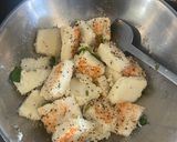 A picture of step 3 of White dhokla with ground rice.