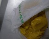 A picture of step 8 of Kesar kaju katli/kaju roll.