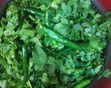 A picture of step 1 of Sarson ka Saag with makai roti.