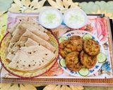 A picture of step 4 of Aloo kabab with roti.