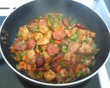 A picture of step 4 of Dan's Jambalaya.