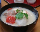 A picture of step 7 of Kyoto Ozouni (Mochi Soup) with White Miso.