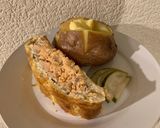 A picture of step 4 of Salmon Wellington.