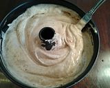 A picture of step 5 of Chocolate Angel Food Cake with White and Dark Chocolate Glaze.