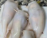 Foto del paso 4 de la receta: Calamares Rellenos de Carne, colas de Langostinos cocidos y Mejillones