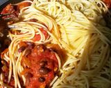A picture of step 11 of Black bean and bacon spaghetti.