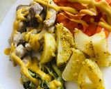 Foto del paso 4 de la receta: Crema de verduras, Pollo con salsa y guarnición