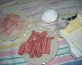 Foto del paso 1 de la receta: Fideos mostacholes con salchicha, huevo y jamón (One Pot Pasta)