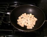 A picture of step 5 of Fried Tofu with Pork Belly, Mushrooms and Leeks.