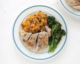 A picture of step 5 of Chicken Breasts, Sorghum Sweet Potatoes, and Young Broccoli with Chipotle Orange Salt.