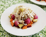 A picture of step 5 of Sautéed Chicken and Apples with Roasted Sweet Potatoes and Radishes.