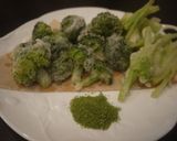A picture of step 5 of Broccoli Tempura with Matcha Salt.