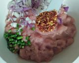 A picture of step 3 of Seekh kabab.