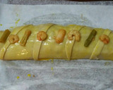 Foto del paso 8 de la receta: Brazo de gitano salado relleno gambas ajos tiernos y espárragos